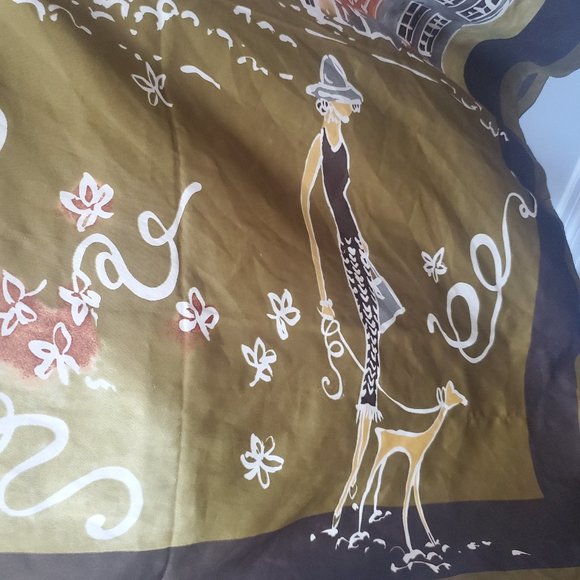 RARE * Vintage Italian City Scarf City Scene Landscape Matte Satiny Fabric - Picture 5 of 9